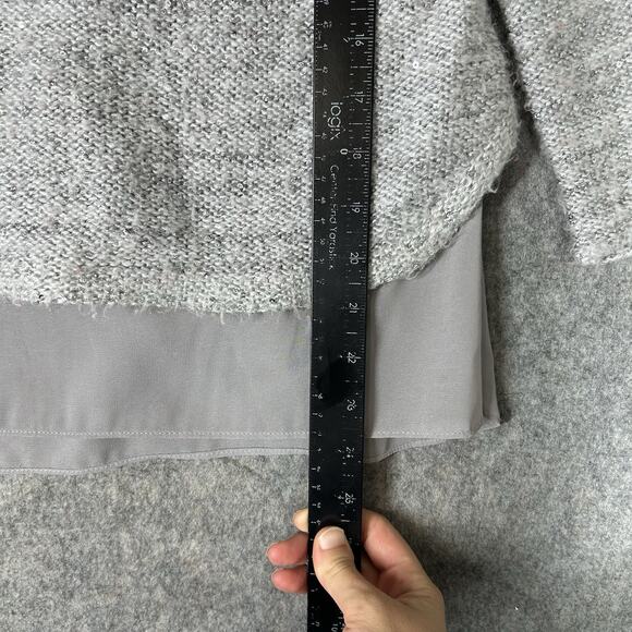 THML Sweater Womens Small Gray Knit Sequin Pullover Chiffon Underlay Buttons - Picture 4 of 8